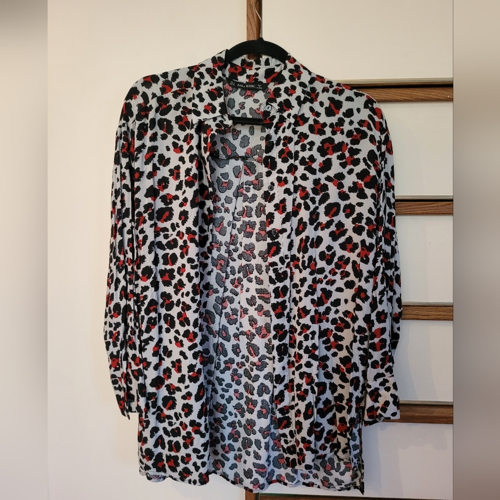 Leopard Print Blouse Zara Size S